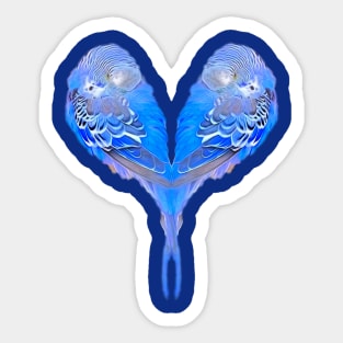 Blue budgies - heart shape Sticker